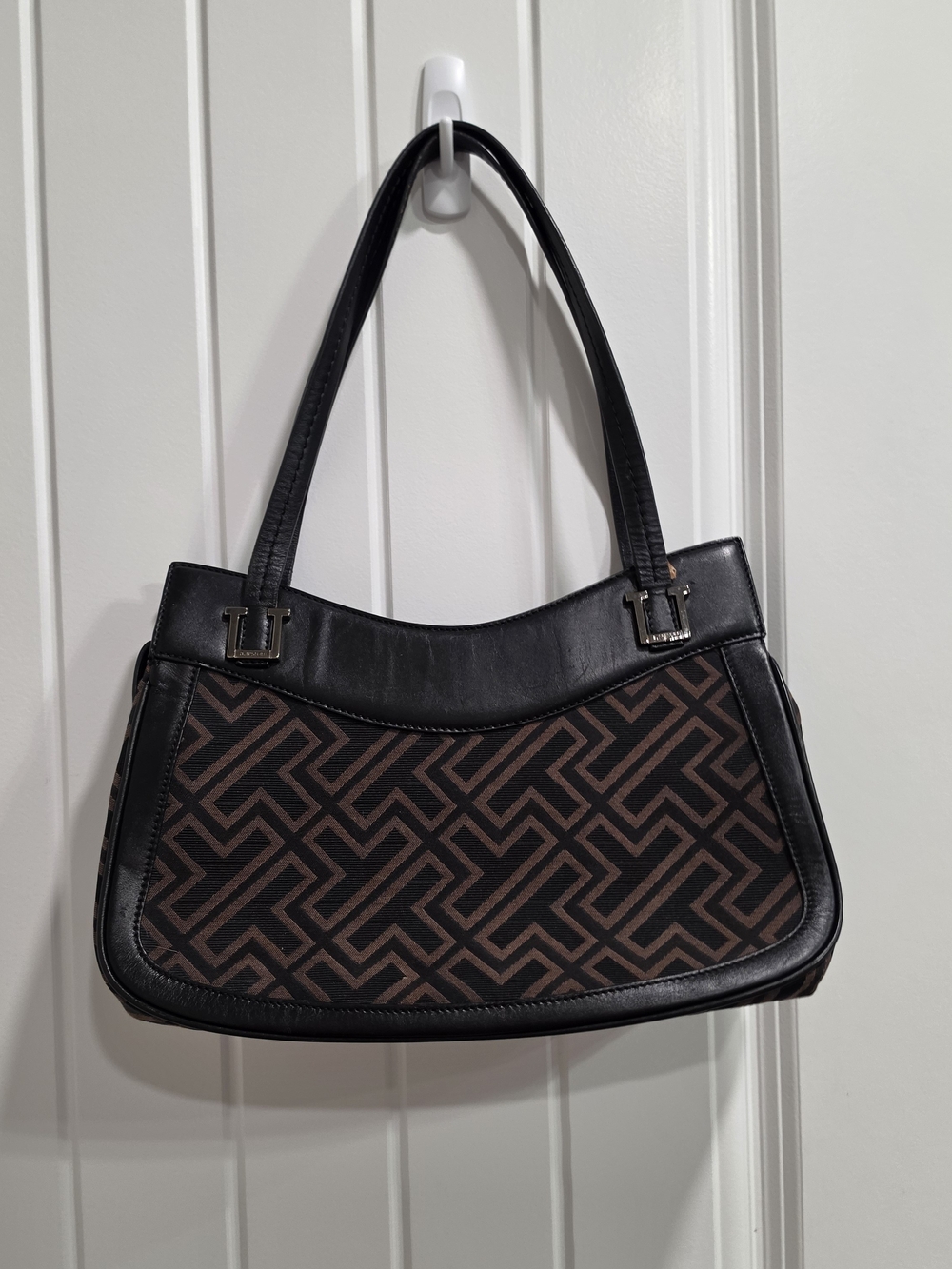 Elegant Black & Brown Geometric Shoulder Bag
